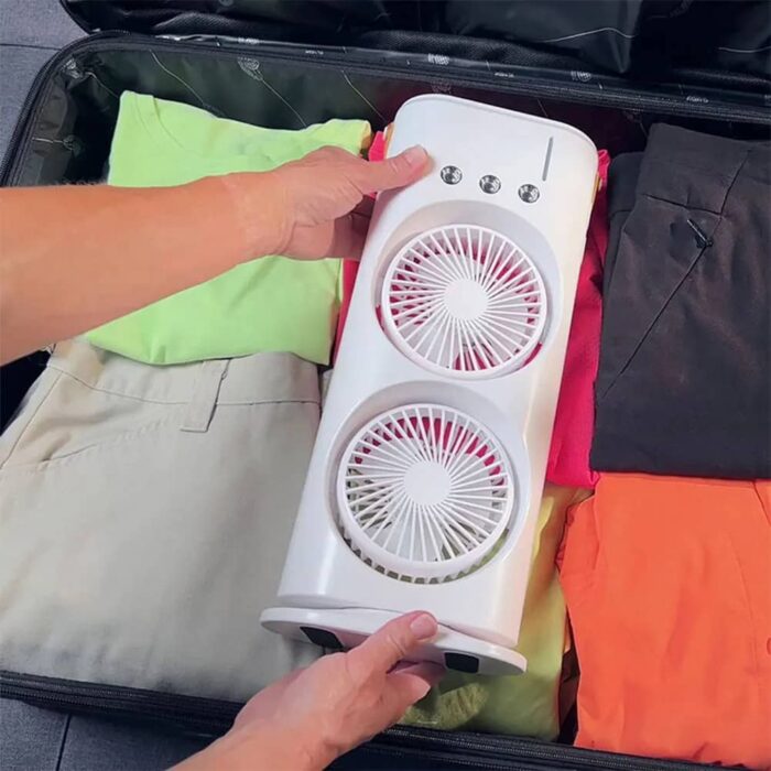 ডাবল-হেডেড এয়ার কুলার মিস্ট ফ্যান পোর্টেবল ভ্রমণ