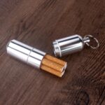 Waterproof Silver Cigarette Case & Capsule Holder with Keychain (TA037)